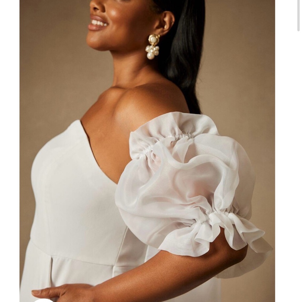 Eloquii White Off-Shoulder Bridal Dress - Picture 3 of 5